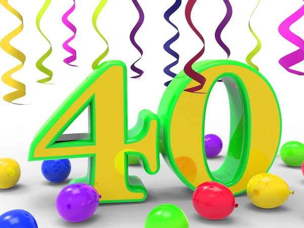 Number Forty Party Means Colourful Party Decorations Or Bright G — Stock Photo, Image