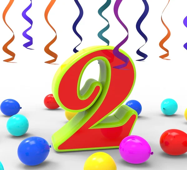 Number Two Party Shows Birthday Celebration Or Party — Stock Photo, Image