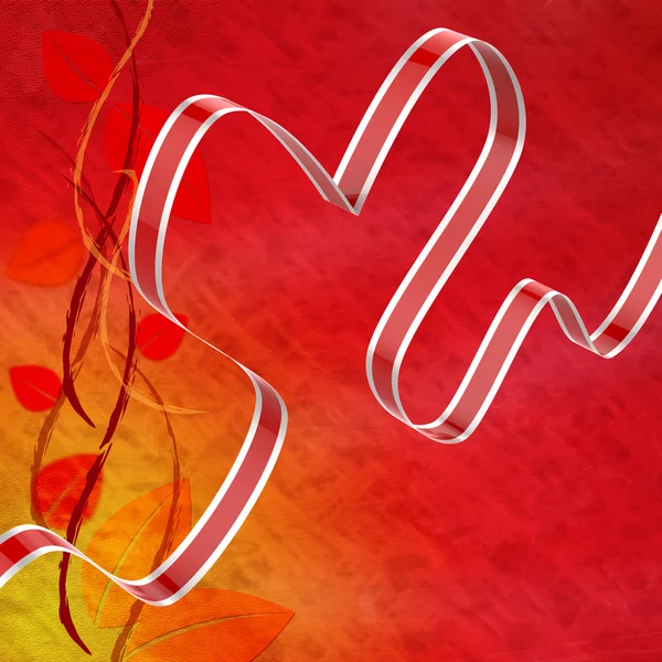 Ribbon Heart Means Love Affection And Attraction — Stock Photo, Image