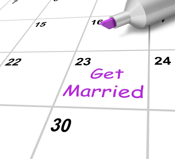 婚礼的已婚的日历显示配偶 — 图库照片