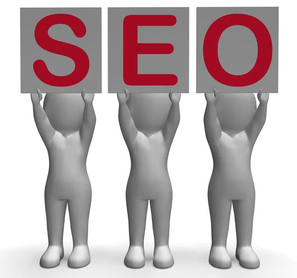 SEO Banners Mean Optimized Web Search And Development — Stock Photo, Image