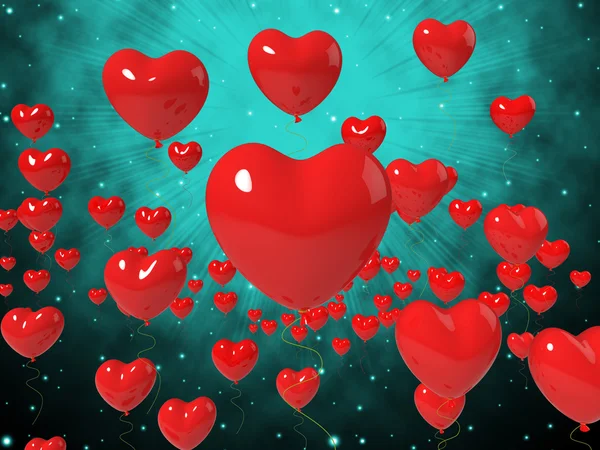 Balónky srdce na pozadí ukazuje vysokou v lásce, nebo vášnivé ro — Stock fotografie