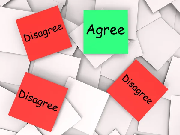 Agree Disagree Post-It Notes Mean For Or Against — Stock Photo, Image