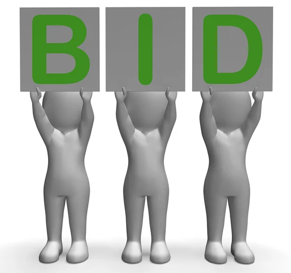 Bid Banners Shows Auction Bidder And Auctioning — Stock Photo, Image