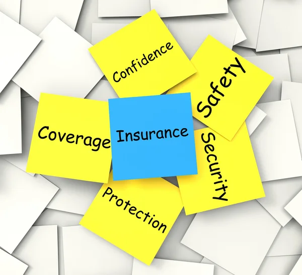 Insurance Post-It Note Shows Financial Security And Coverage — Stock Photo, Image