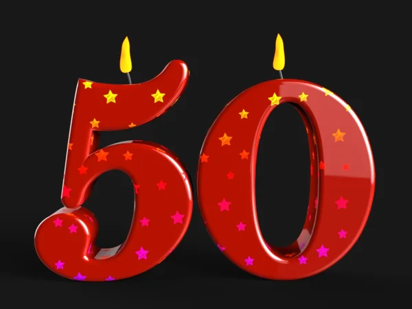 Номер пятьдесят свечей шоу 50-й день рождения свечи или празднования — стоковое фото