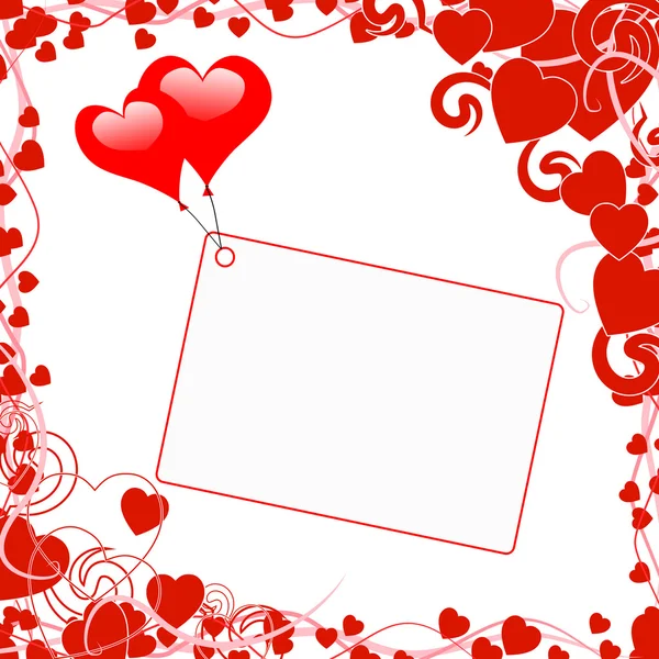 Balões de coração em nota mostra convite de casamento ou carta de proposta — Fotografia de Stock