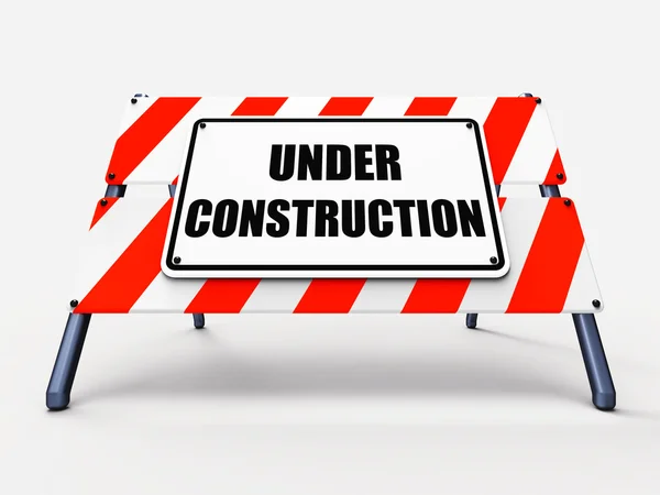 Under Construction Sign Shows Partially Insufficient Construct — Stock Photo, Image
