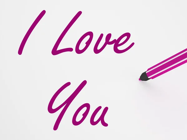 Te amo en Whiteboard muestra citas y romance — Foto de Stock