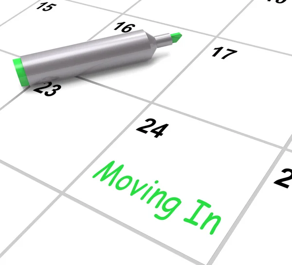 Mover-se no calendário mostra nova casa ou local de residência — Fotografia de Stock