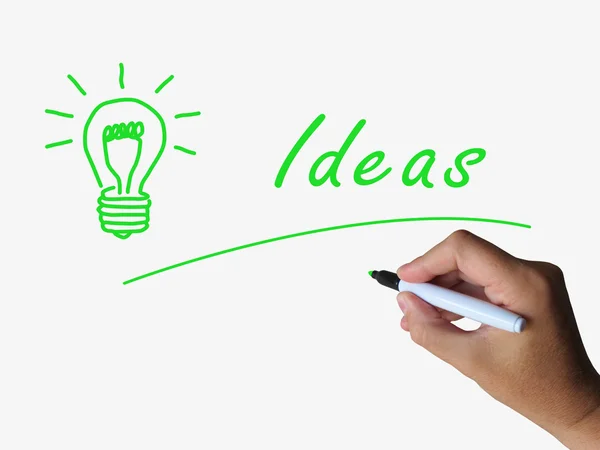 Ideas and Lightbulb Indicate Bright Idea and Concepts — Stock Photo, Image