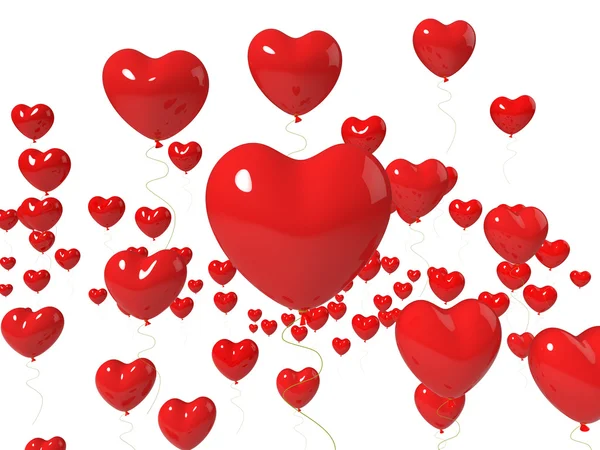 Heart Balloons Floating Show Love Is In The Air — Stock Photo, Image