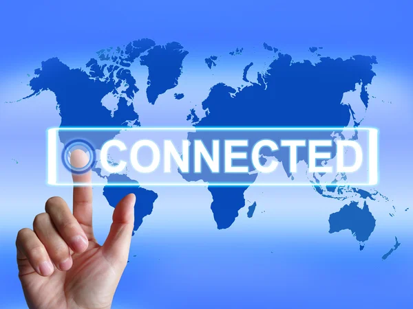 Connected Map Indicates Networking connecting and International — Stock Photo, Image