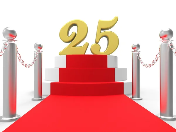 Golden Twenty Five On Red Carpet Means Movie Anniversary Or Reme — Stock Photo, Image