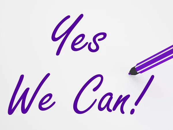 Ja det kan vi! på Whiteboard-tavlan visar lagarbete och framgång — Stockfoto