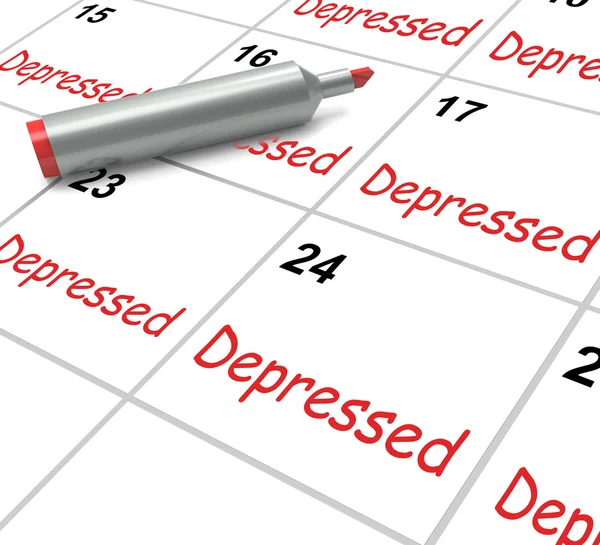 Calendario deprimido significa desanimado, abatido o mentalmente enfermo —  Fotos de Stock