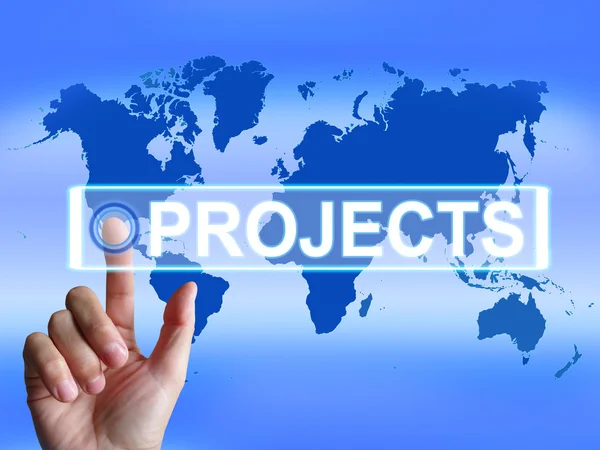 Projects Map Indicates International or Internet Task or Activit — Stock Photo, Image