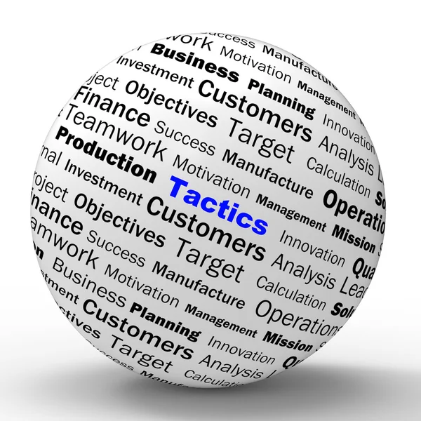 Tactics Sphere Definition Shows Management Plan Or Strategy — Stock Photo, Image