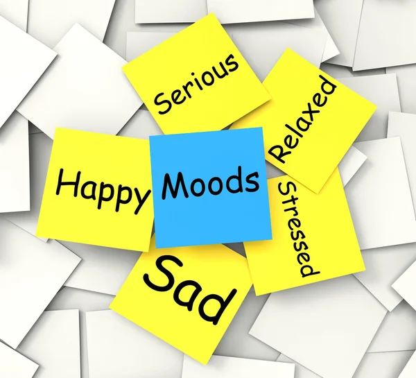 Moods Post-It Note Shows State Of Mind — Stock Photo, Image