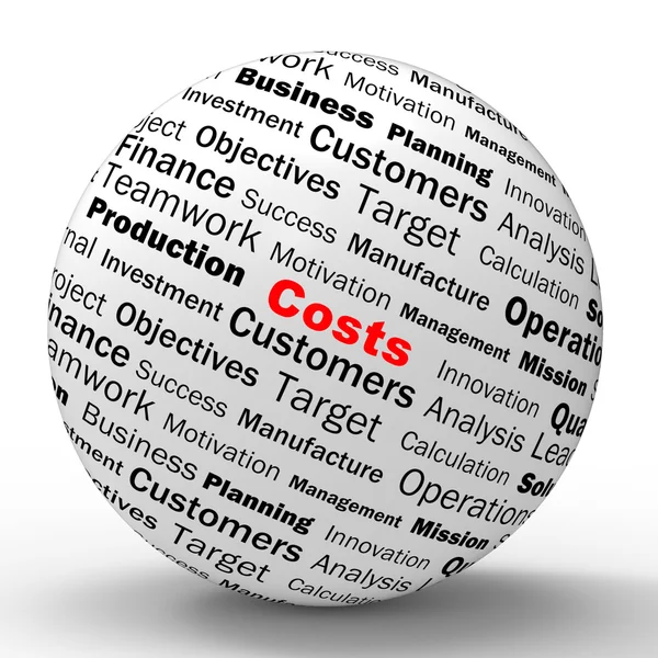 Costs Sphere Definition Shows Financial Management Or Costs Redu — Stock Photo, Image