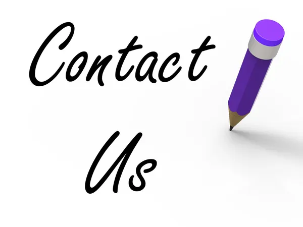 Contact Us Sign with Pencil Shows Customer Care — Stock Photo, Image