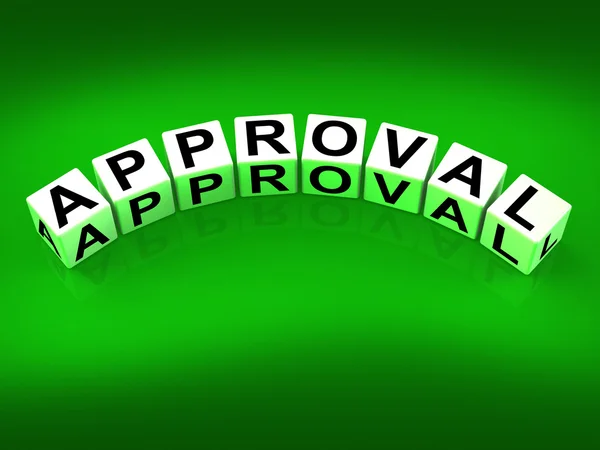 Approval Blocks Show Validation Acceptance and Approved — Stock Photo, Image