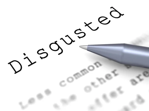 Disgusted Word Shows Appalled Offended Or Revolted — Stock Photo, Image