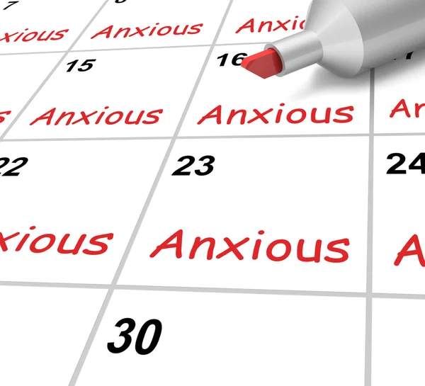 Calendario ansioso Mostra Preoccupato Paura e Preoccupato — Foto Stock