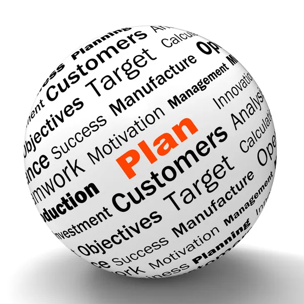 Plan Sphere Definition Means Planning Or Objective Managing — Stock Photo, Image