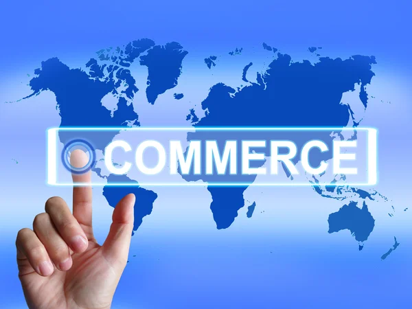 Commerce Map Shows Worldwide Commercial and Financial Business — Stock Photo, Image