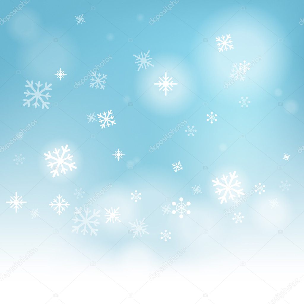 Snow Flakes Background Shows Winter Season Or Frozen Water