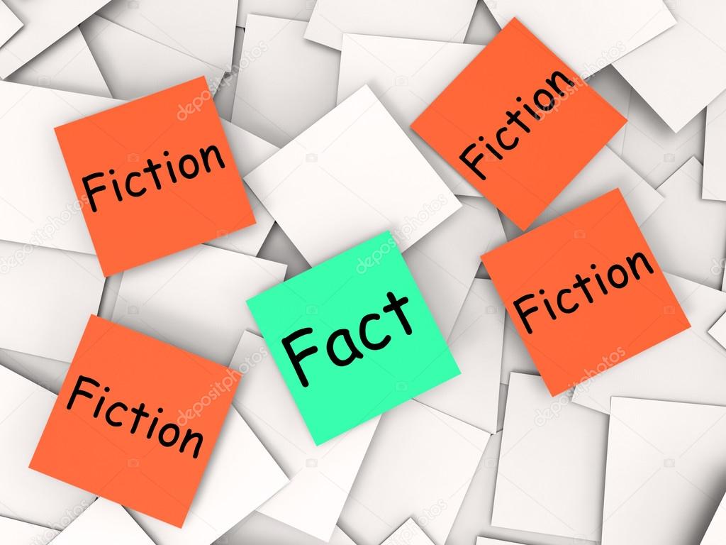 Fact Fiction Post-It Notes Mean Truth Or Myth