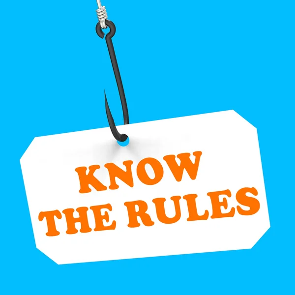 Conozca las reglas en el gancho muestra protocolo de políticas o reglamentos de ley — Foto de Stock