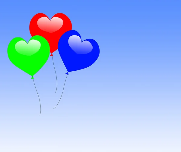 Bunte Herzballons bedeuten Valentinstag-Ball oder Party — Stockfoto