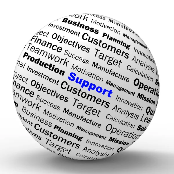 Definição de esfera de suporte mostra suporte ao cliente ou assistência — Fotografia de Stock