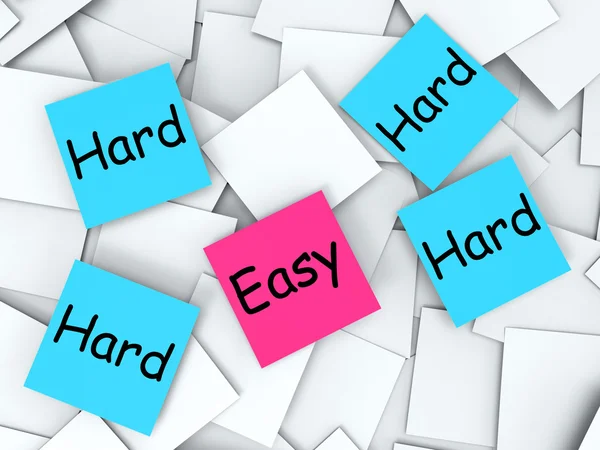 Easy Hard Post-It Notes Mean Effortless Or Challenging — Stock Photo, Image