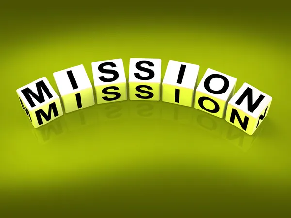Bloques de Misión Muestran Estrategias y Metas de Misión — Foto de Stock