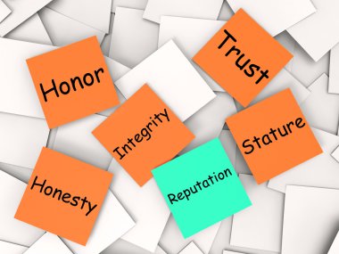 Reputation Post-It Note Means Integrity Honesty And Credibility clipart