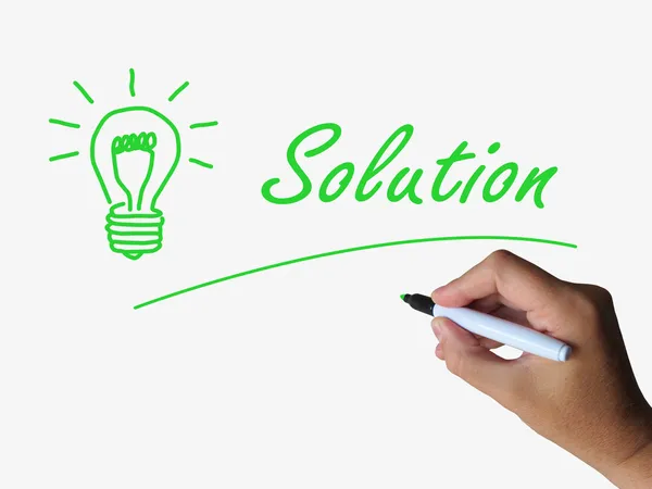 Solution Lightbulb muestra soluciones Resoluciones y resultados —  Fotos de Stock