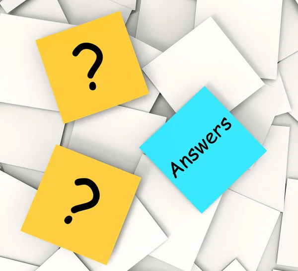 Questions Answers Post-It Notes Show Questioning And Explanation — Stock Photo, Image