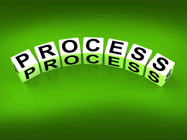 Process Blocks Represent Techniques Systems and Steps — Stock Photo, Image