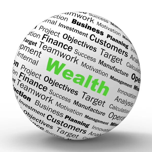 Wealth Sphere Definition Shows Fortune Or Accounting Treasure — Stock Photo, Image