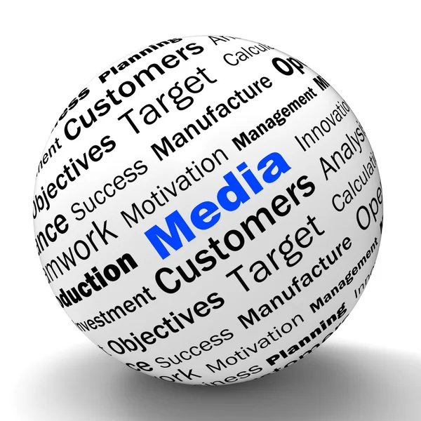 Media Sphere Definition Shows Diffusion Channels Or Online Media — Stock Photo, Image