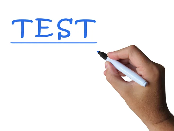 Test woord betekent onderzoek beoordeling en mark — Stockfoto