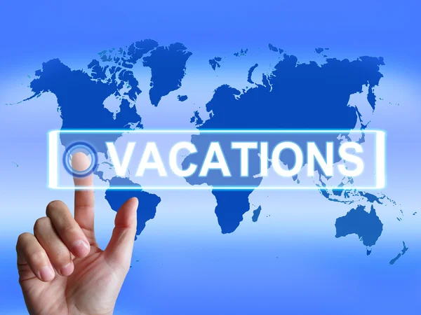 Vacations Map Means Internet Planning or Worldwide Vacation Trav — Stock Photo, Image