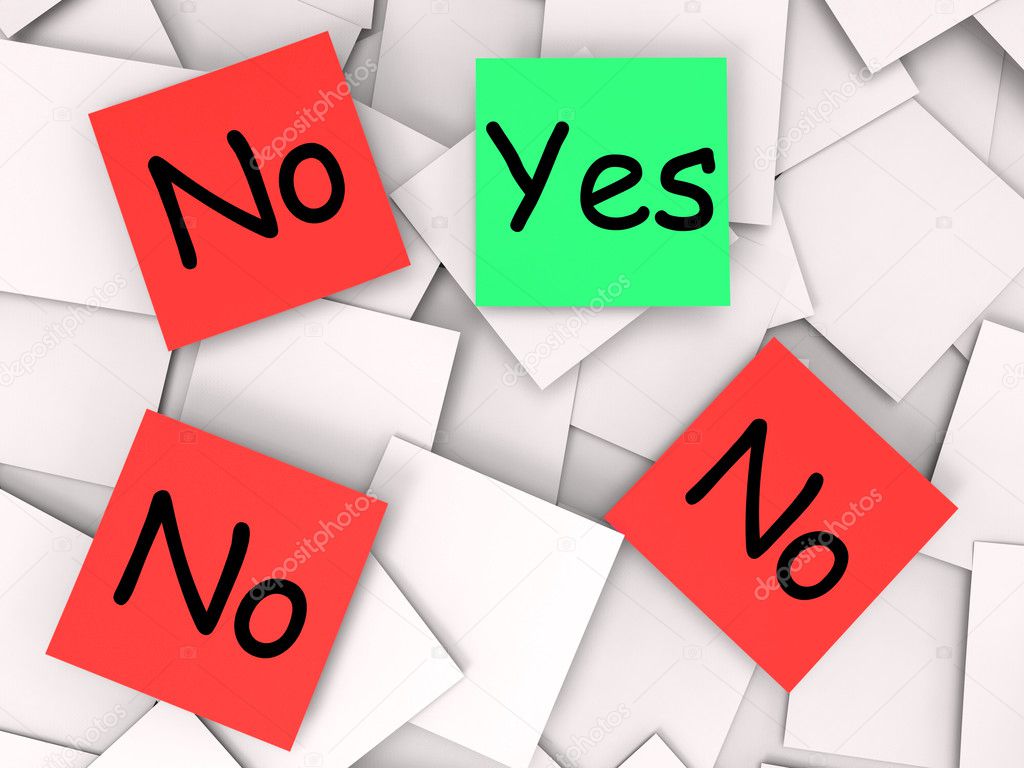 Yes No Post-It Notes Mean Positive Or Negative Response