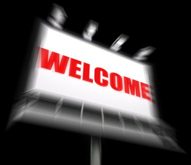 Hoşgeldiniz işareti görüntülenir hospitality giriş ve kabulü