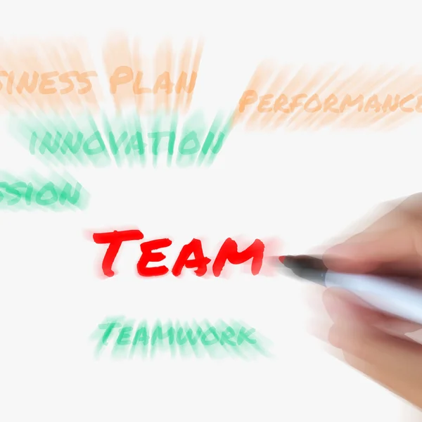 Teamworte auf Whiteboard zeigen Teamwork und Partnerschaft — Stockfoto