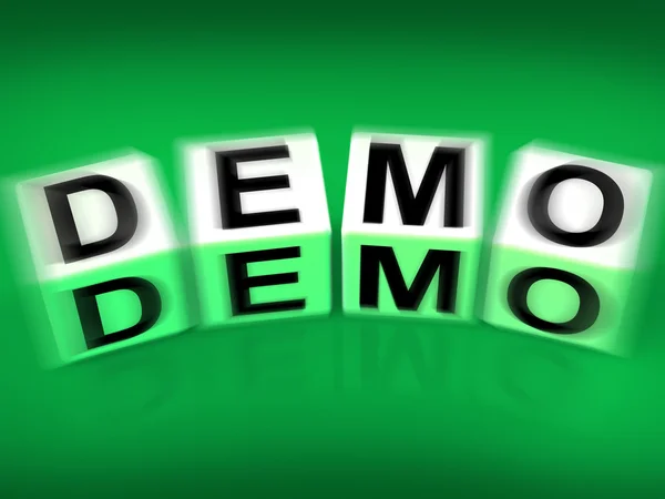 Demo Blocks Displays Demonstration Test or Try-out a Version — Stock Photo, Image