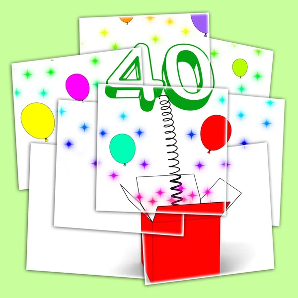 Number Forty Surprise Box Displays Unexpected Celebration Or Par — Stock Photo, Image